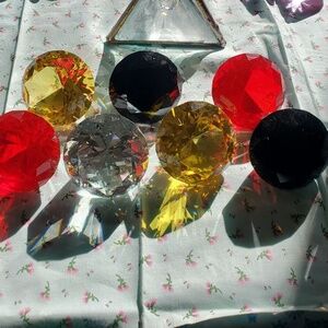 7 oversized fake crystal diamond jewel paperweights, great condition